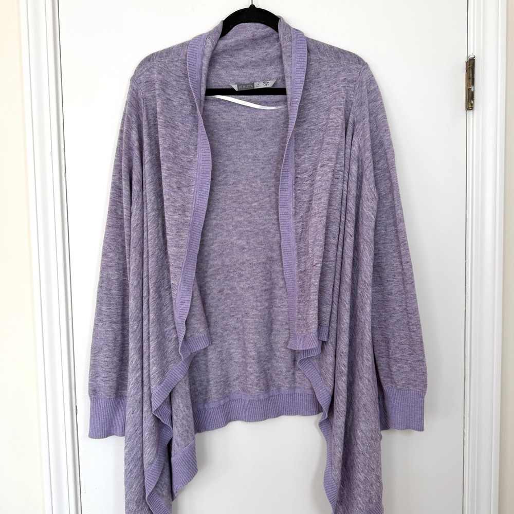 Athleta Womens Purple Heathered Open Front Handkerchief Cardigan Medium 305876